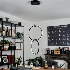 hofstein Éclairage Led|Suspension Chlak LED Noir, 2 lumières, Télécommandes