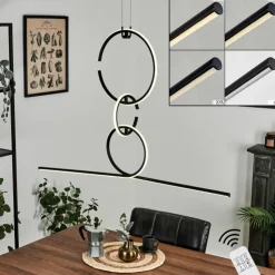hofstein Éclairage Led|Suspension Chlak LED Noir, 3 lumières, Télécommandes