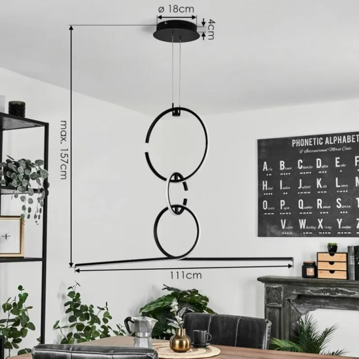 hofstein Éclairage Led|Suspension Chlak LED Noir, 3 lumières, Télécommandes