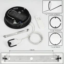 hofstein Éclairage Led|Suspension Chlak LED Noir, 3 lumières, Télécommandes