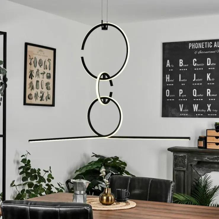 hofstein Éclairage Led|Suspension Chlak LED Noir, 3 lumières, Télécommandes