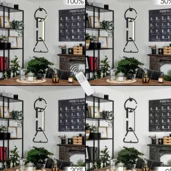 hofstein Éclairage Led|Suspension Chlak LED Noir, 3 lumières, Télécommandes