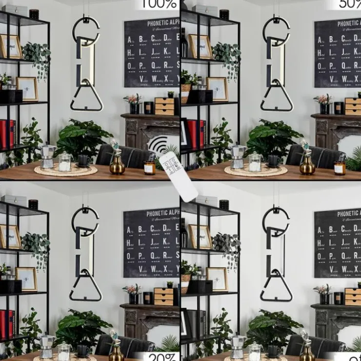 hofstein Éclairage Led|Suspension Chlak LED Noir, 3 lumières, Télécommandes