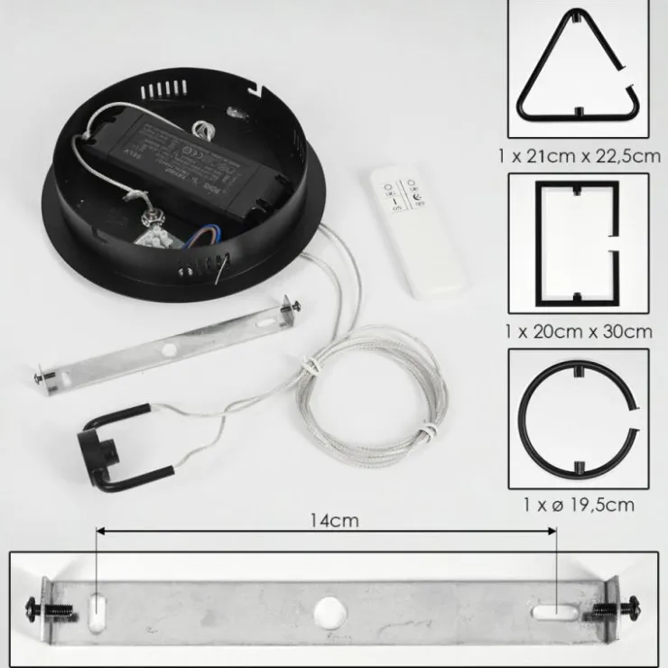 hofstein Éclairage Led|Suspension Chlak LED Noir, 3 lumières, Télécommandes