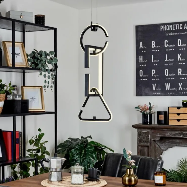 hofstein Éclairage Led|Suspension Chlak LED Noir, 3 lumières, Télécommandes