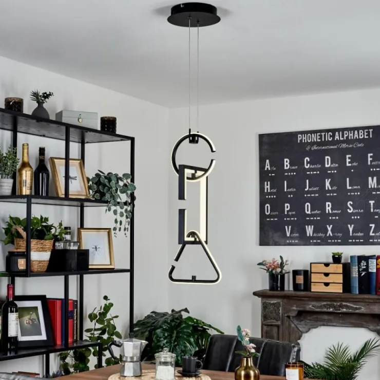 hofstein Éclairage Led|Suspension Chlak LED Noir, 3 lumières, Télécommandes