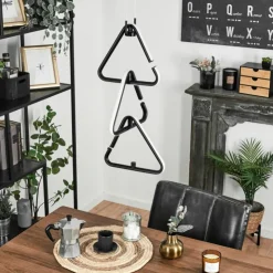 hofstein Éclairage Led|Suspension Chlak LED Noir, 3 lumières, Télécommandes