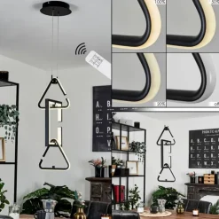 hofstein Éclairage Led|Suspension Chlak LED Noir, 3 lumières, Télécommandes