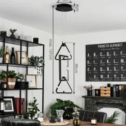 hofstein Éclairage Led|Suspension Chlak LED Noir, 3 lumières, Télécommandes