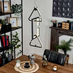 hofstein Éclairage Led|Suspension Chlak LED Noir, 3 lumières, Télécommandes