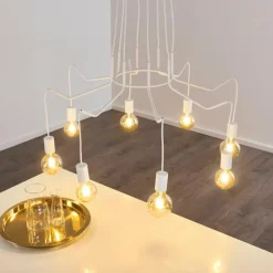 hofstein Suspensions|Suspension Cuyama Blanc, 8 lumières