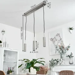 hofstein Éclairage Led|Suspension Dalheim LED Nickel mat, 3 lumières