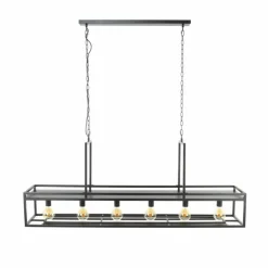 hofstein Suspensions|Suspension Decorate Anthracite, 6 lumières