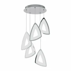 Luminaires Eglo Éclairage Led|Suspension Eglo AMONDE LED Chrome, 5 lumières
