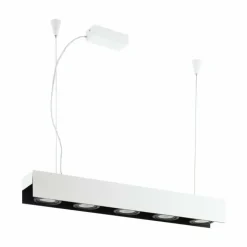 Luminaires Eglo Suspensions|Suspension Eglo BADALONA LED Noir, Blanc, 5 lumières