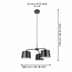 Luminaires Eglo Suspensions|Suspension Eglo CAGUANES Noir, Blanc, 3 lumières