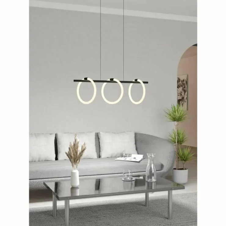 Luminaires Eglo Éclairage Led|Suspension Eglo CARANACOA LED Noir, 3 lumières