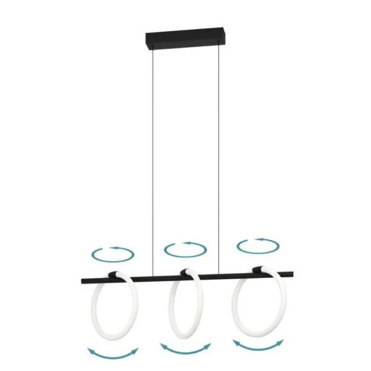 Luminaires Eglo Éclairage Led|Suspension Eglo CARANACOA LED Noir, 3 lumières