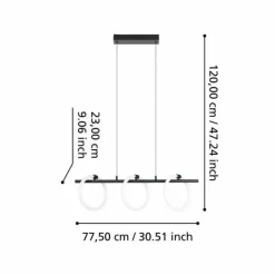 Luminaires Eglo Éclairage Led|Suspension Eglo CARANACOA LED Noir, 3 lumières