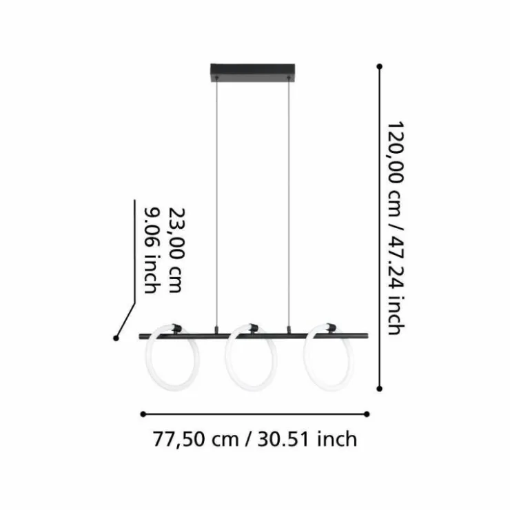 Luminaires Eglo Éclairage Led|Suspension Eglo CARANACOA LED Noir, 3 lumières