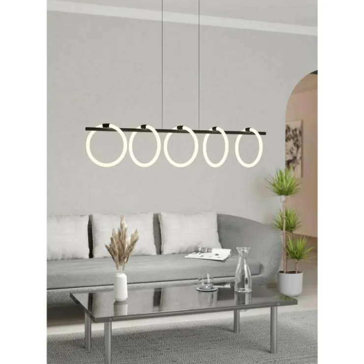 Luminaires Eglo Éclairage Led|Suspension Eglo CARANACOA LED Noir, 5 lumières