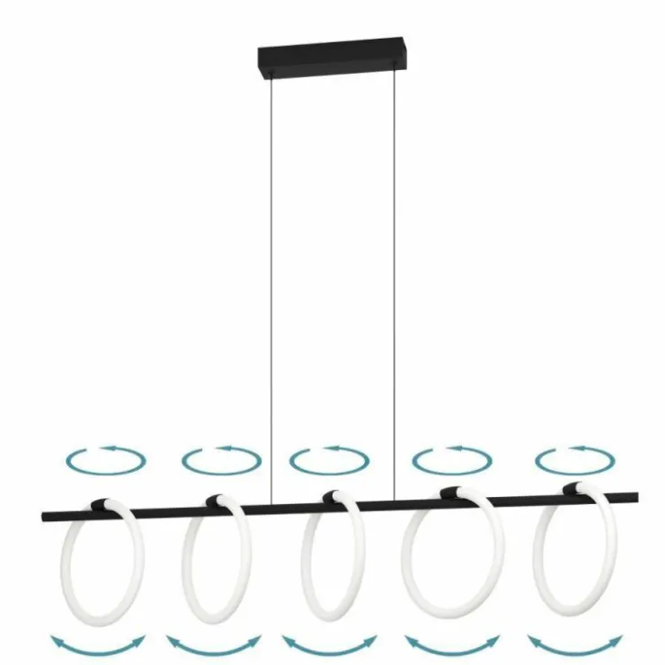 Luminaires Eglo Éclairage Led|Suspension Eglo CARANACOA LED Noir, 5 lumières