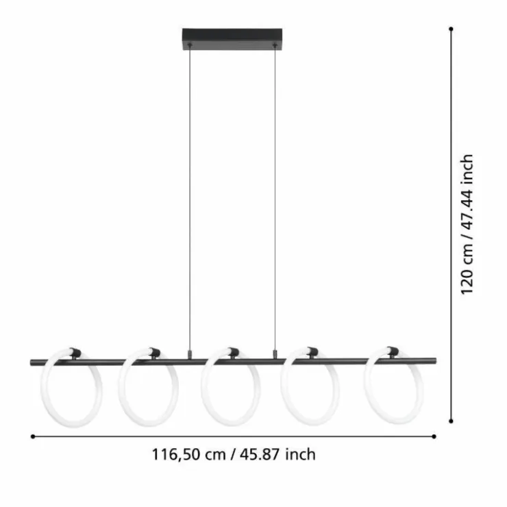 Luminaires Eglo Éclairage Led|Suspension Eglo CARANACOA LED Noir, 5 lumières