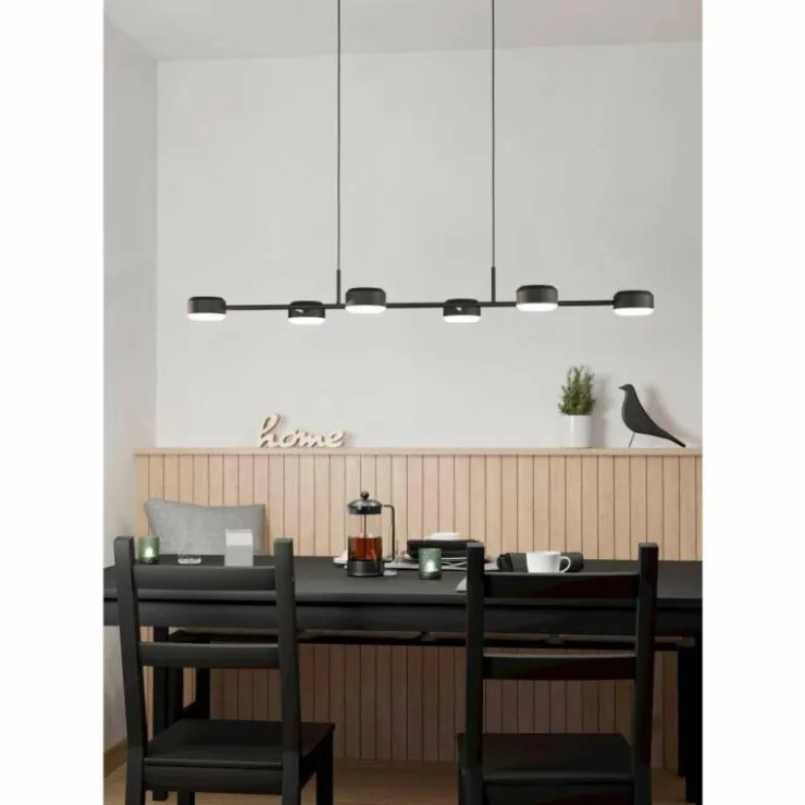 Luminaires Eglo Éclairage Led|Suspension Eglo CLAVELLINA LED Noir, 6 lumières