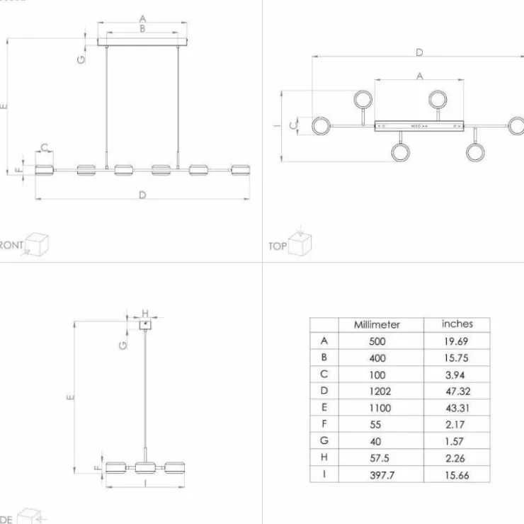 Luminaires Eglo Éclairage Led|Suspension Eglo CLAVELLINA LED Noir, 6 lumières