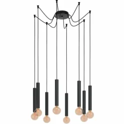 Luminaires Eglo Suspensions|Suspension Eglo CORTENOVA Noir, 8 lumières