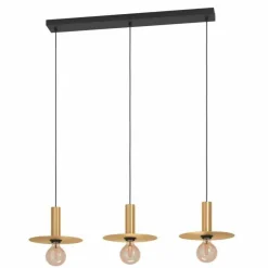 Luminaires Eglo Suspensions|Suspension Eglo ESCANDELL Laiton, Noir, 3 lumières