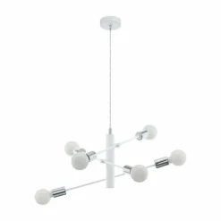 Luminaires Eglo Suspensions|Suspension Eglo GRADOLI Chrome, Blanc, 6 lumières