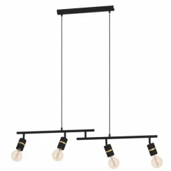 Luminaires Eglo Suspensions|Suspension Eglo LURONE Laiton, Noir, 4 lumières
