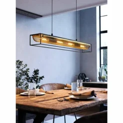 Luminaires Eglo Suspensions|Suspension Eglo NOHALES Noir, 4 lumières