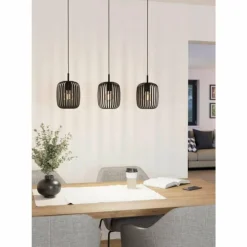Luminaires Eglo Suspensions|Suspension Eglo ROMAZZINA Noir, 3 lumières