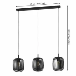 Luminaires Eglo Suspensions|Suspension Eglo ROMAZZINA Noir, 3 lumières