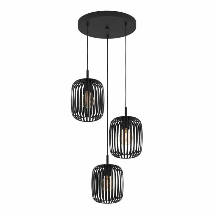Luminaires Eglo Suspensions|Suspension Eglo ROMAZZINA Noir, 3 lumières