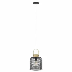 Luminaires Eglo Suspensions|Suspension Eglo ROUNDHAM Laiton, Noir, 1 lumière