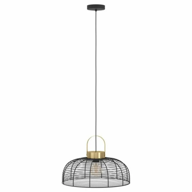 Luminaires Eglo Suspensions|Suspension Eglo ROUNDHAM Laiton, Noir, 1 lumière