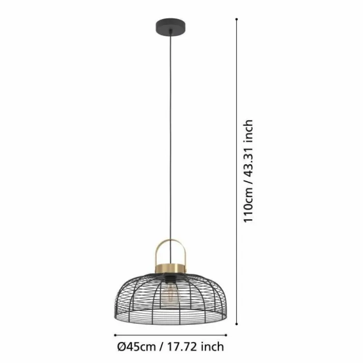 Luminaires Eglo Suspensions|Suspension Eglo ROUNDHAM Laiton, Noir, 1 lumière