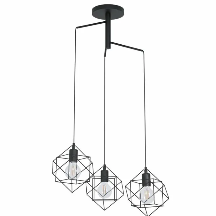 Luminaires Eglo Suspensions|Suspension Eglo STRAITON Noir, 3 lumières