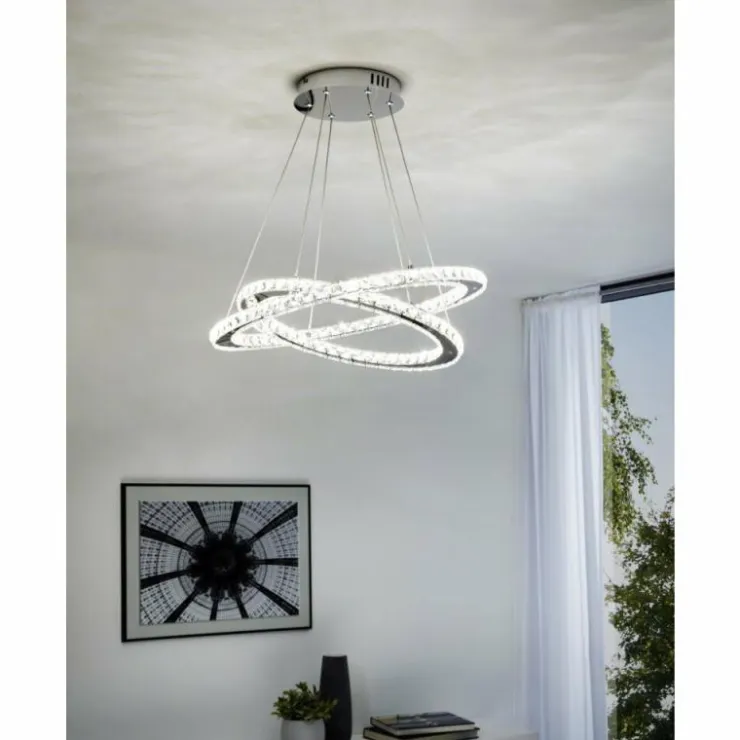 Luminaires Eglo Éclairage Led|Suspension Eglo VARRAZO LED Chrome, Aspect cristal, 1 lumière