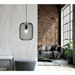 Luminaires Eglo Suspensions|Suspension Eglo WRINGTON Noir, 1 lumière