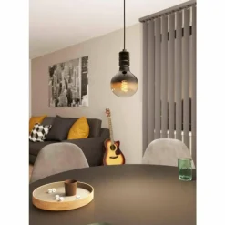 Luminaires Eglo Suspensions|Suspension Eglo YORTH Nickel mat, Noir, 1 lumière