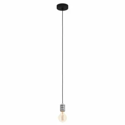 Luminaires Eglo Suspensions|Suspension Eglo YORTH Noir, Argenté, 1 lumière
