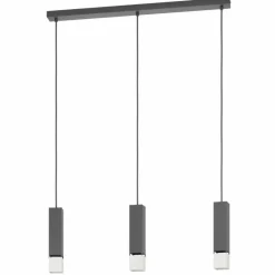 Luminaires Eglo Suspensions|Suspension Eglo-Leuchten BUTRANO LED Noir, Argenté, 3 lumières