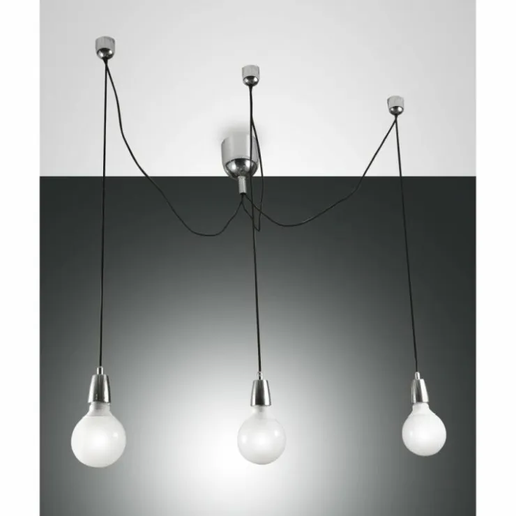 Luminaires Fabas Luce Suspensions|Suspension Fabas Luce Blog Chrome, Noir, 3 lumières
