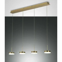 Suspension Fabas Luce Dunk LED Laiton, 4 lumières