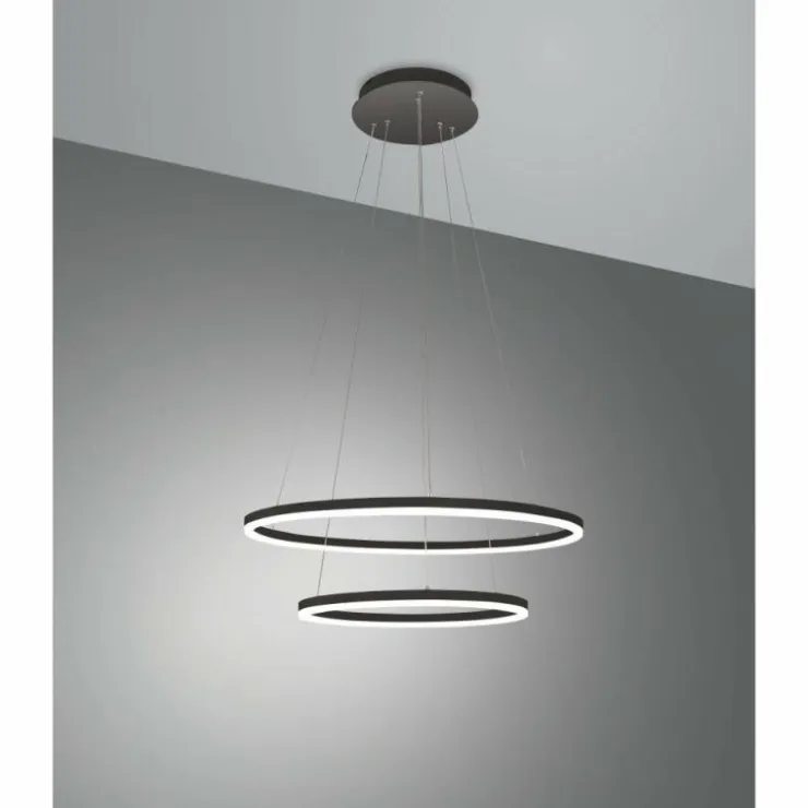 Luminaires Fabas Luce Éclairage Led|Suspension Fabas Luce Giotto LED Noir, 1 lumière