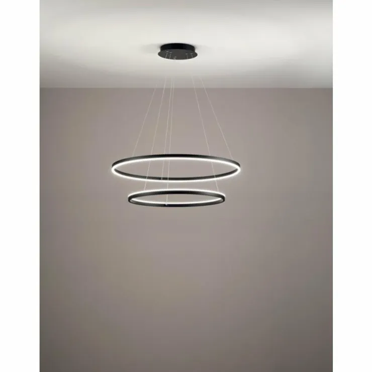 Luminaires Fabas Luce Éclairage Led|Suspension Fabas Luce Giotto LED Noir, 2 lumières